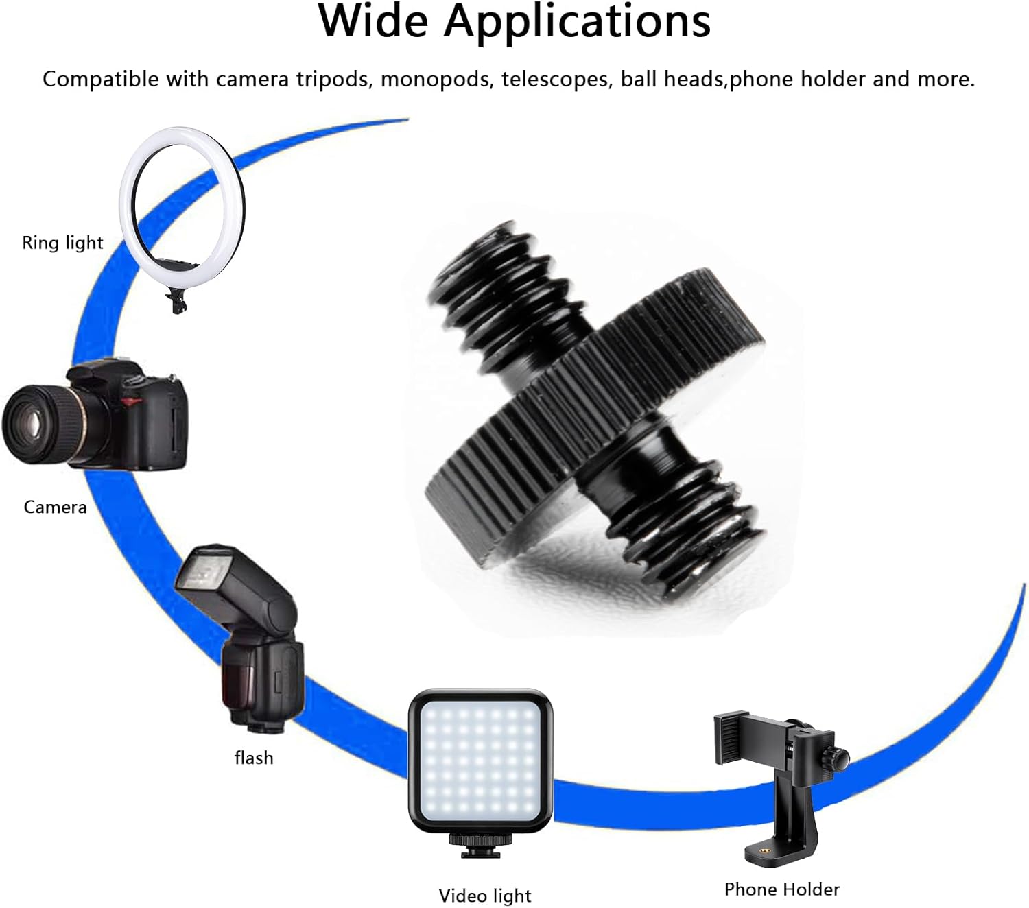2 Pack 1/4" Male to 1/4" Male Threaded Adapter for Camera Cage Mount, Double Sided Tripod Screw Thread for Light Stand Shoulder Rig Stud Mounting Accessories - Image 4