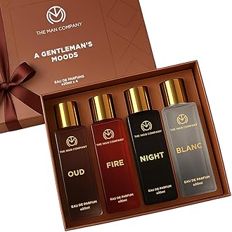 The Man Company Specially Curated Perfume Gift Set for Men 4 * 20ml - A Gentleman’s Moods | Premium Long-Lasting Fragrance | Luxury EAU DE Parfum | Night for Date |Blanc for Office|Fire for Party