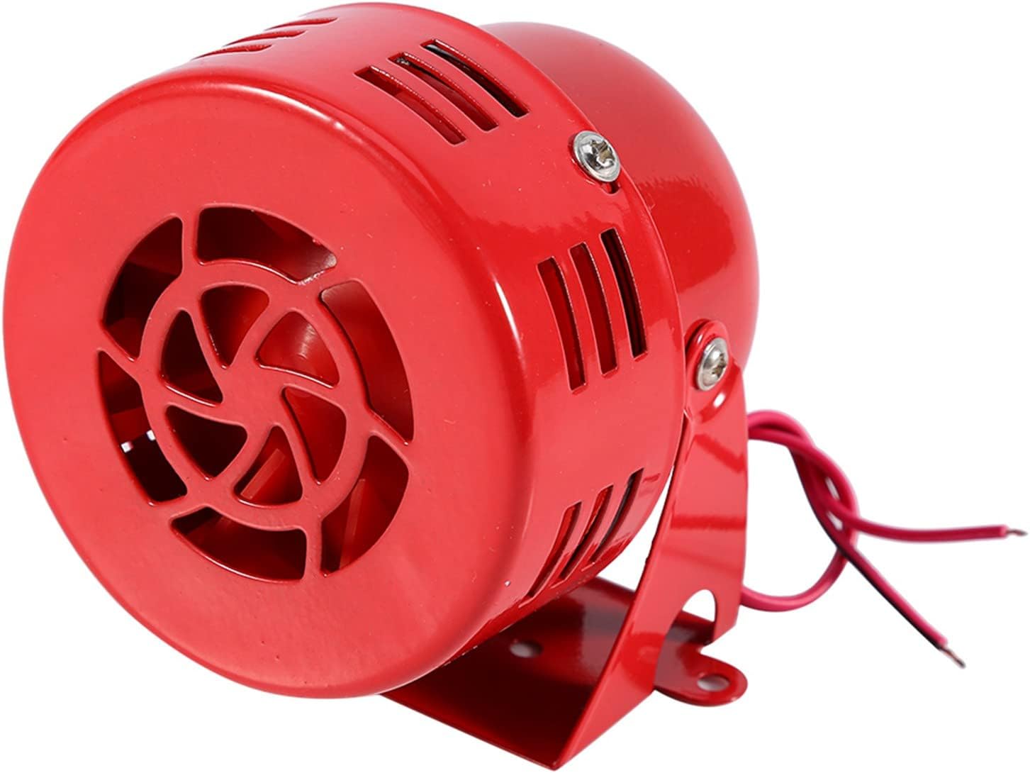 Red Air Siren Horn,Universal 12V Red Automotive Motorcycle Horns Air Raid Siren Horn Car Truck Motor Driven Alarm