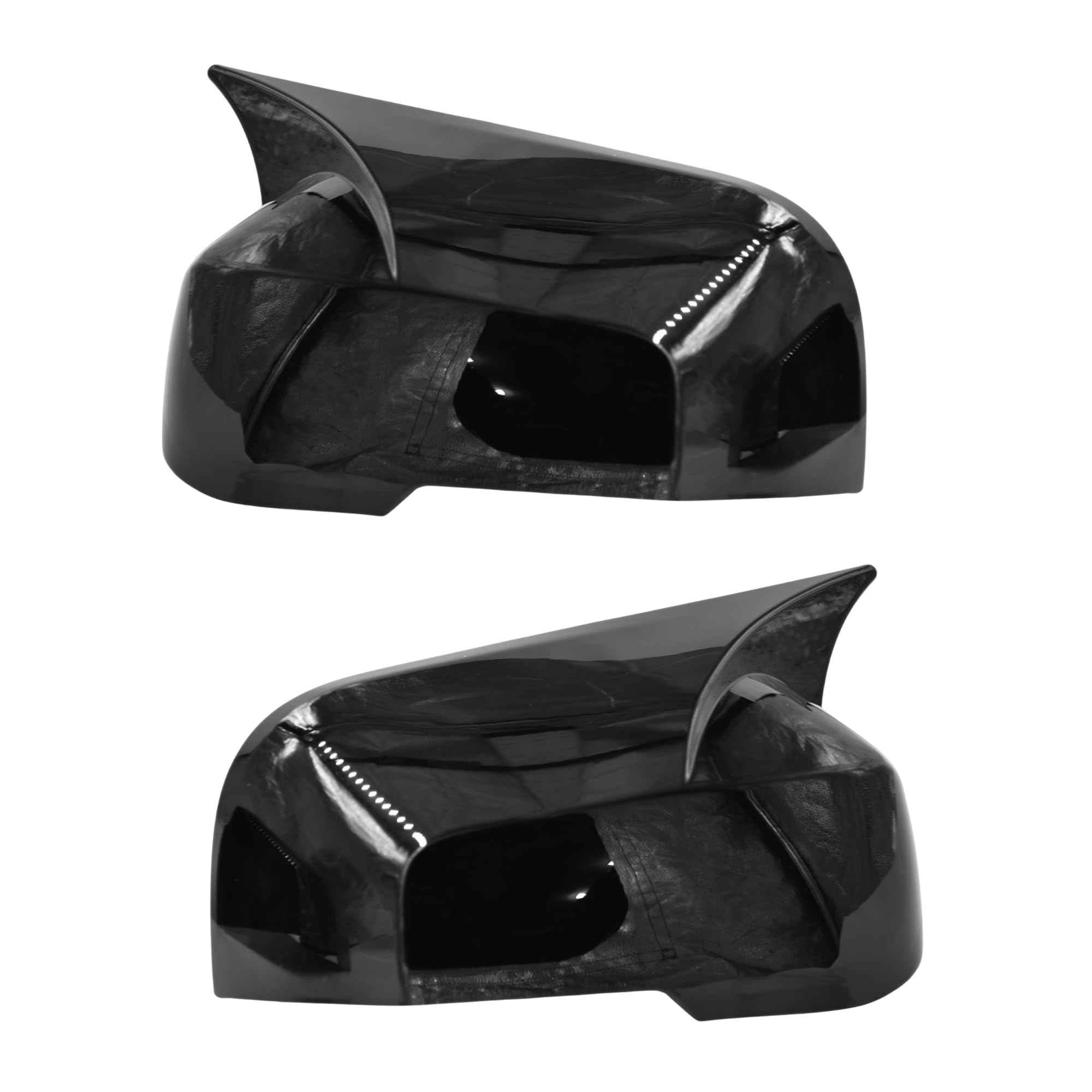 KMH Batman Style Car Mirror Covers Compatible with Mahindra Scorpio N Car Accessories (Gloss Black) Set 2 Pcs