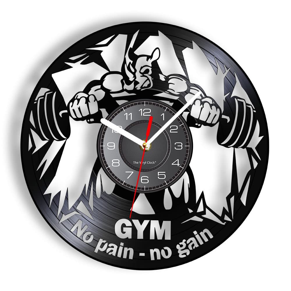 Smotly Black Vinyl Wall Clock, Gym Style, Wall Clock Gift For Fitness Enthusiasts.