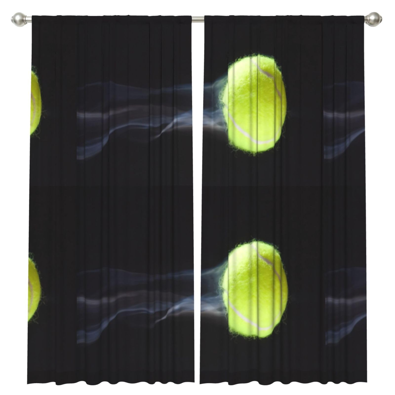 InOmak Live Tennis Printing, 2 Panels Window Curtains 52 x 84 Inch Blackout Curtains for Living Room Bedroom
