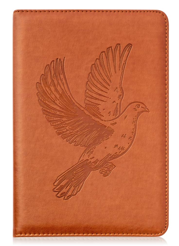 SOHOSPARK Dove Writing Journal, Refillable Faux Leather, Lined Personal Diary for Travel, 6x8.75 Notebook for Writers. Fountain Pen Safe with Lay-Flat Binding.