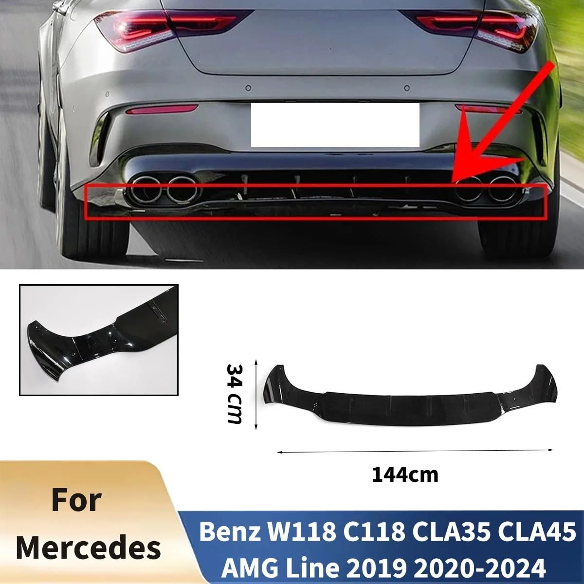 przedniego zderzaka Pasuje do Benz W118 C118 CLA35 CLA45 AMG linia 2019-2024 rozdzielacz tylnego zderzaka Lip Body Kit dyfuzor osłona na wargę Protector