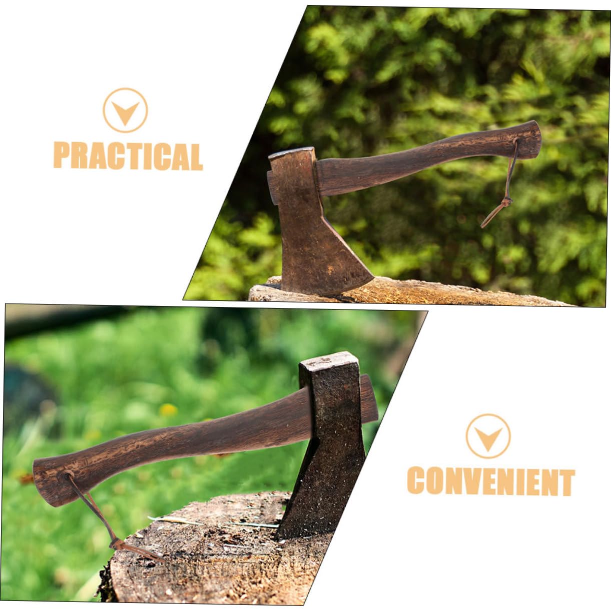Manche de Hache en Bois Mini, Lot de 2, Marron Café, sans Bavures