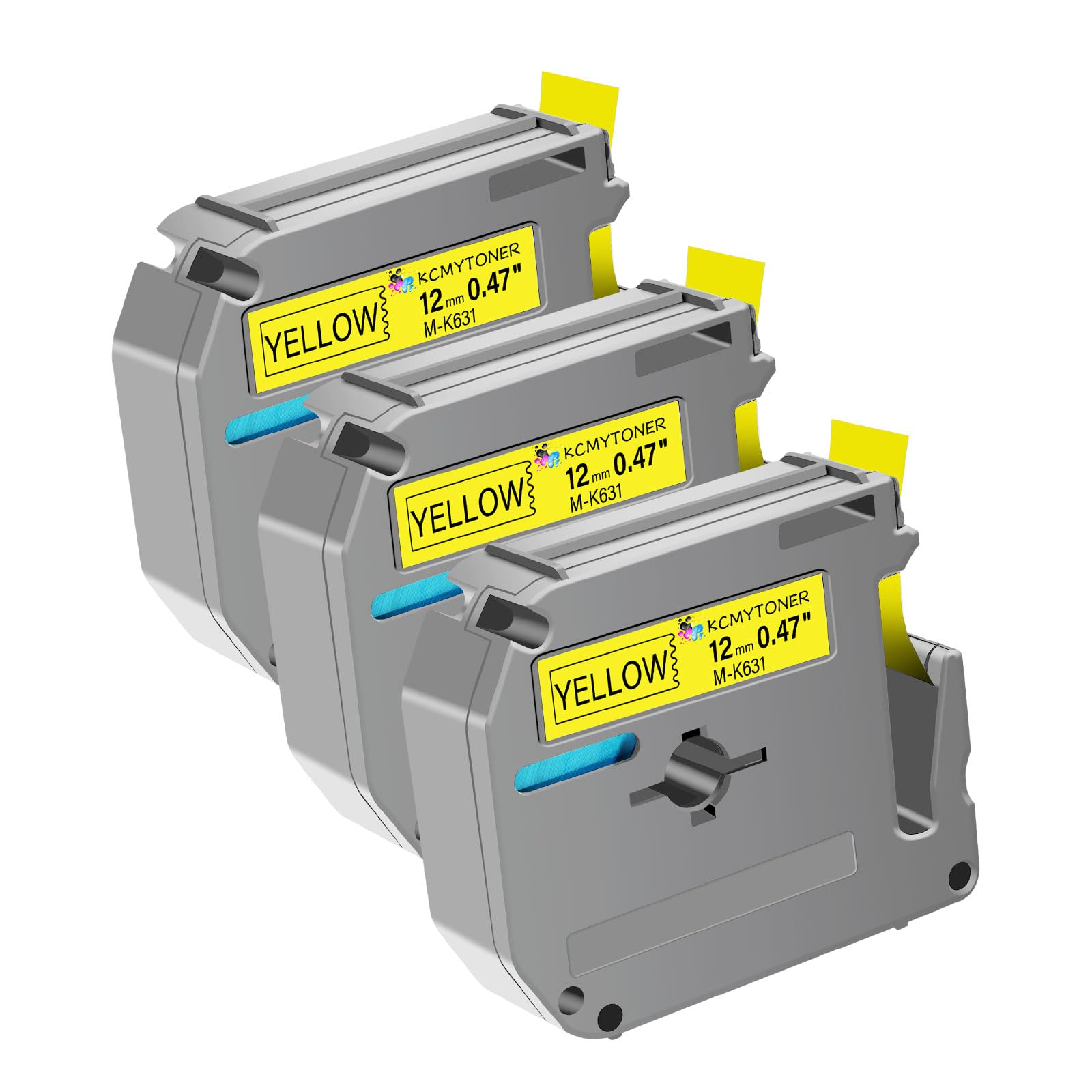 KCMYTONER Compatible for Brother P-Touch M Tape M-K631 MK631 M631 MK-631 Black on Yellow Label Tape 0.47" (12mm) x 26.2ft for PT-90 PT-M95 PT-70 PT-