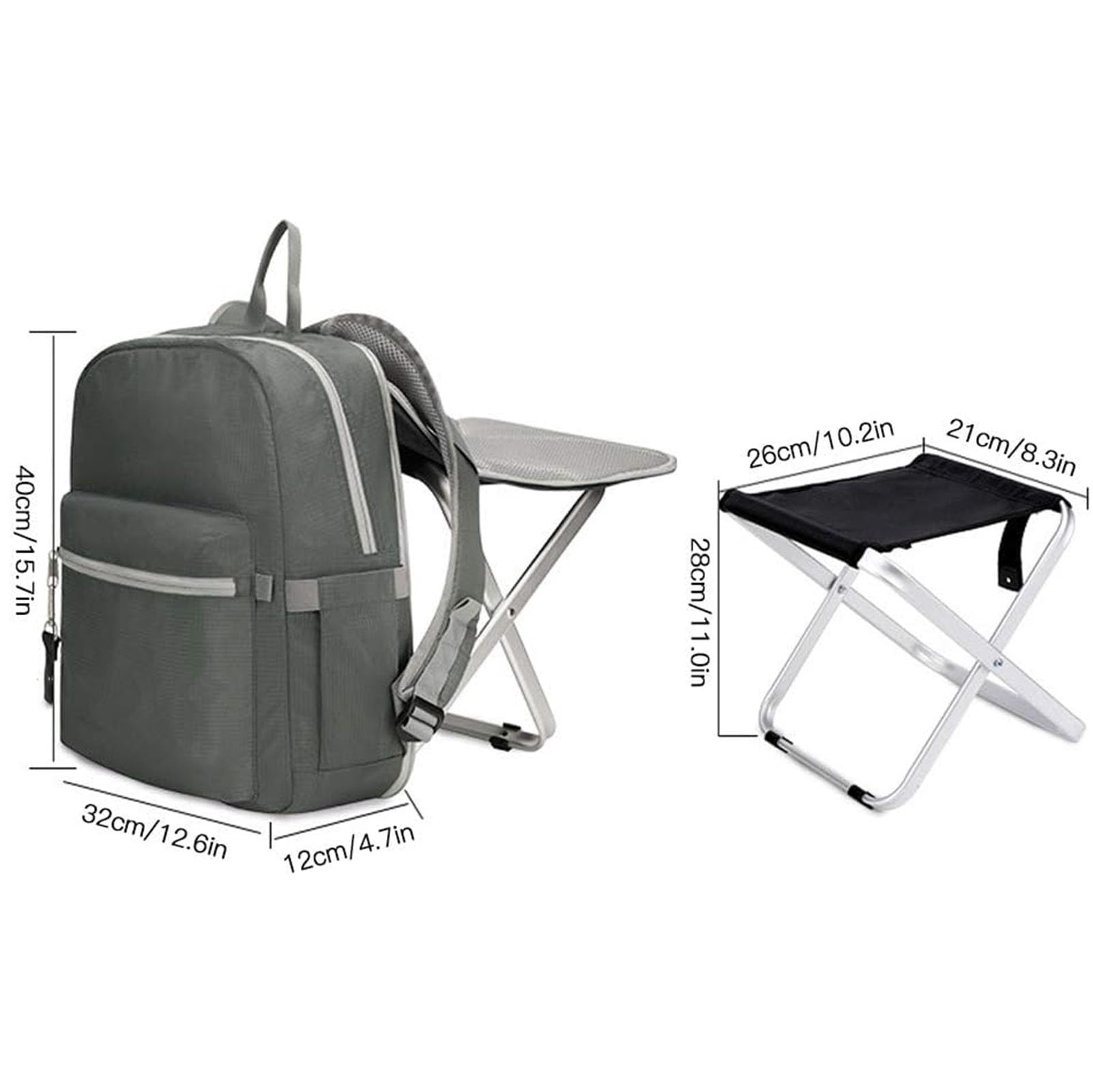 Phaqetre Tabouret à Dos Pliable – Sac à Dos De Pêche Et Camping, Repose-pieds Portable, Ultra Léger, Cadre En Acier Carbone, Assise Oxford 600D, Charge 120 Kg