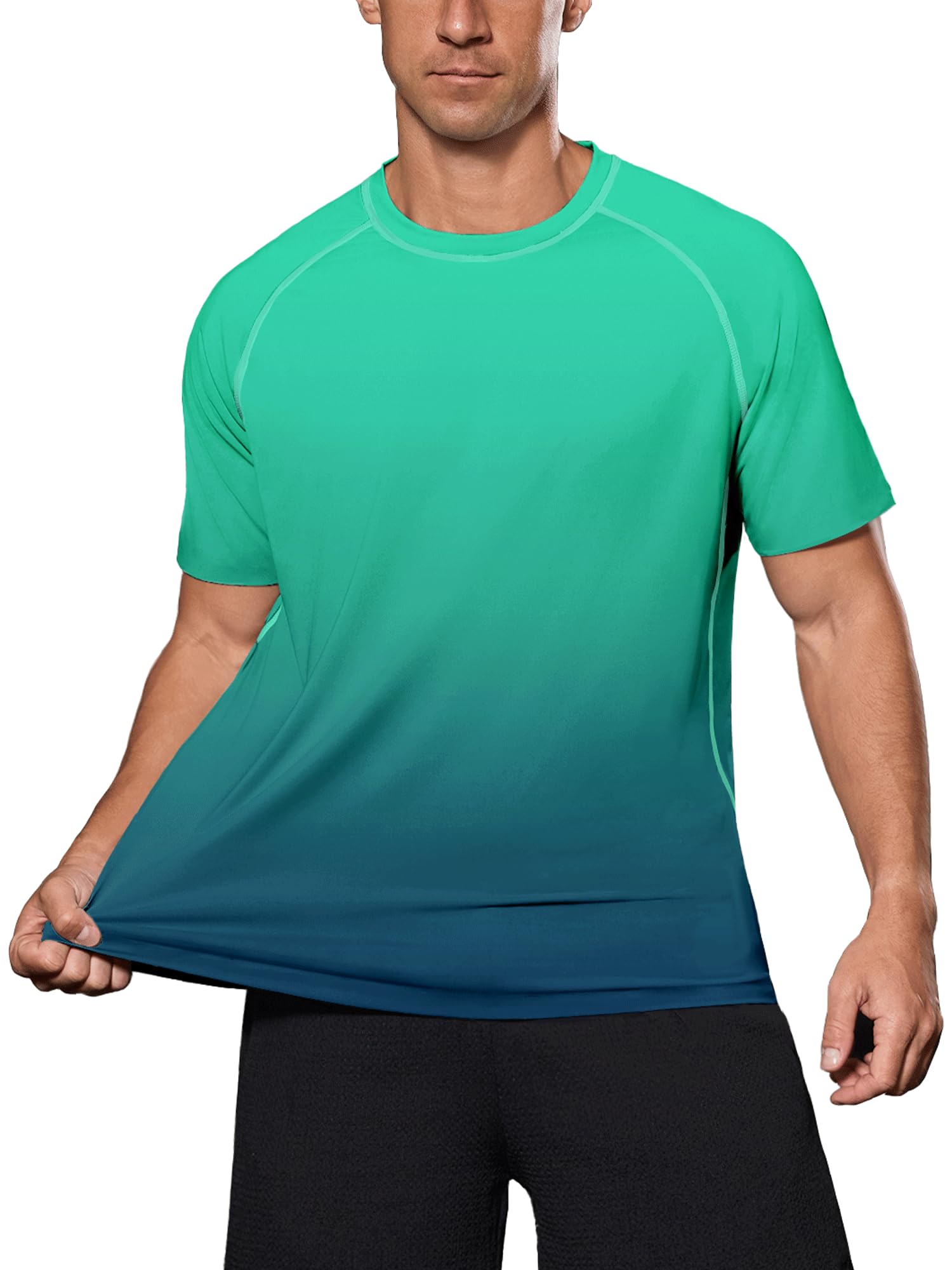 Herren UV Shirt Rash Guard Badeshirts T-Shirts UPF 50+ Sport Kurzarm Sonnenschutz Schnelltrocknend Lockere Passform Leicht für Surfen Top Atmungsaktiv