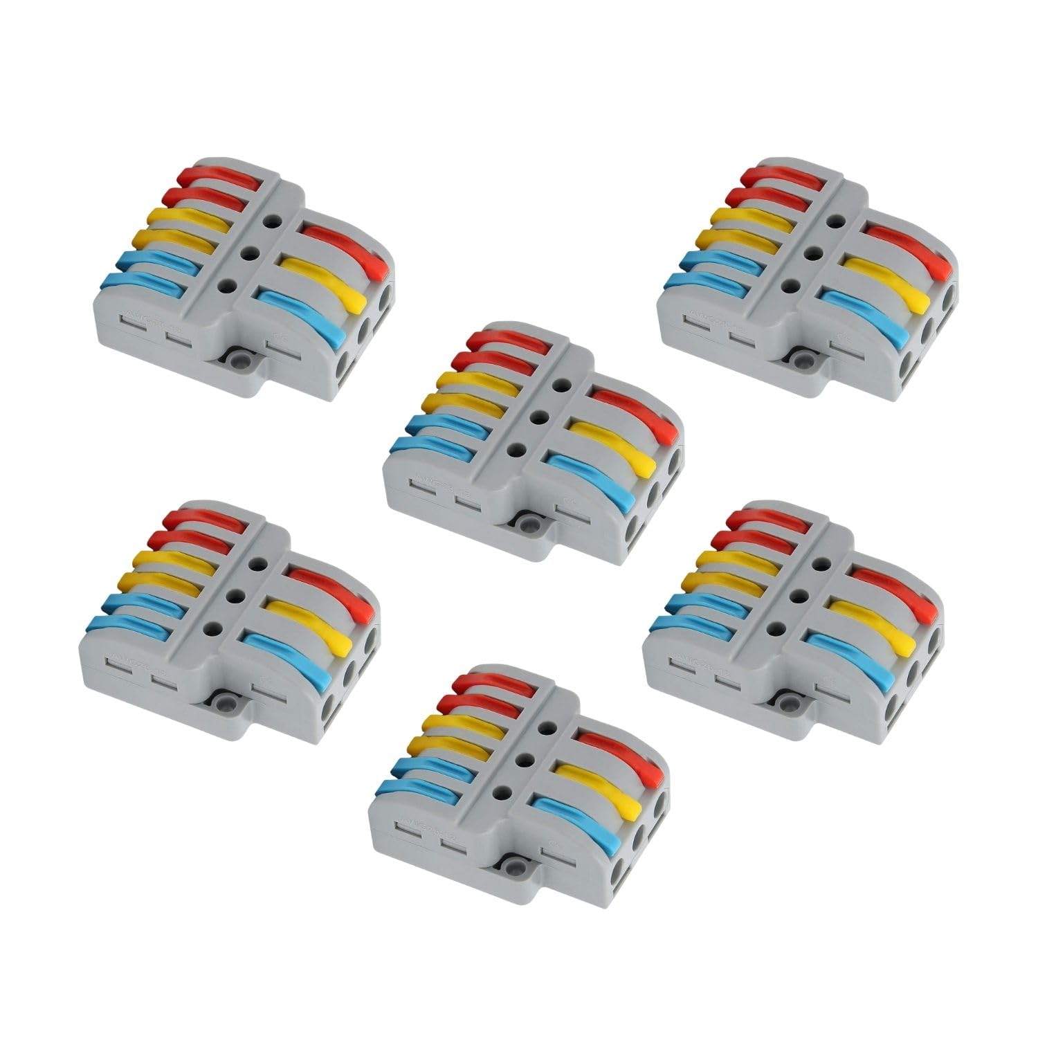 P-Plus International Compact Wire Connectors, 6 Pcs Lever Nut Connector, 3 in 6 Out Electrical Connectors Blocks With, Quick Connection Terminal For Circuit Inline (6pcs, 3 to 6 Inline, Multi)-image-37