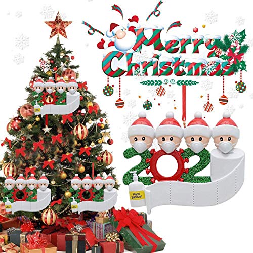 EddHomes Christmas Ornaments 2020 Personalized Christmas Ornaments with Masks, Christmas Tree Ornaments Quarantine Survivor Family Christmas Ornament for Kids Holiday Christmas Hanging Ornaments Gift - Thumbnail 3