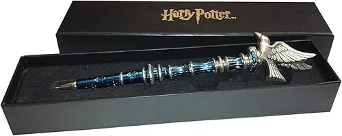 Miniatura 2 de The Noble Collection Harry Potter Ravenclaw - Bolígrafo chapado en plata, 8 pulgadas (8.3 in) rematado con la mascota Raven House de Ravenclaw, con