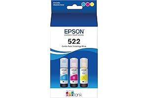 EPSON 522 EcoTank Genuine Cyan, Magenta, Yellow Ink Bottle Combo Pack (T522520-S)...