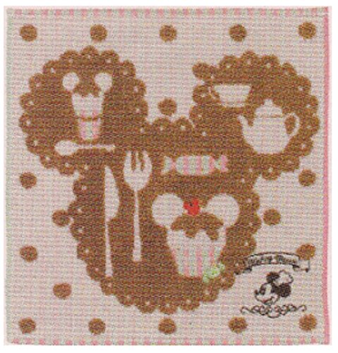 ミッキー 3色ミニタオル カフェミッキー ブラウン ディズニー ハンドタオル