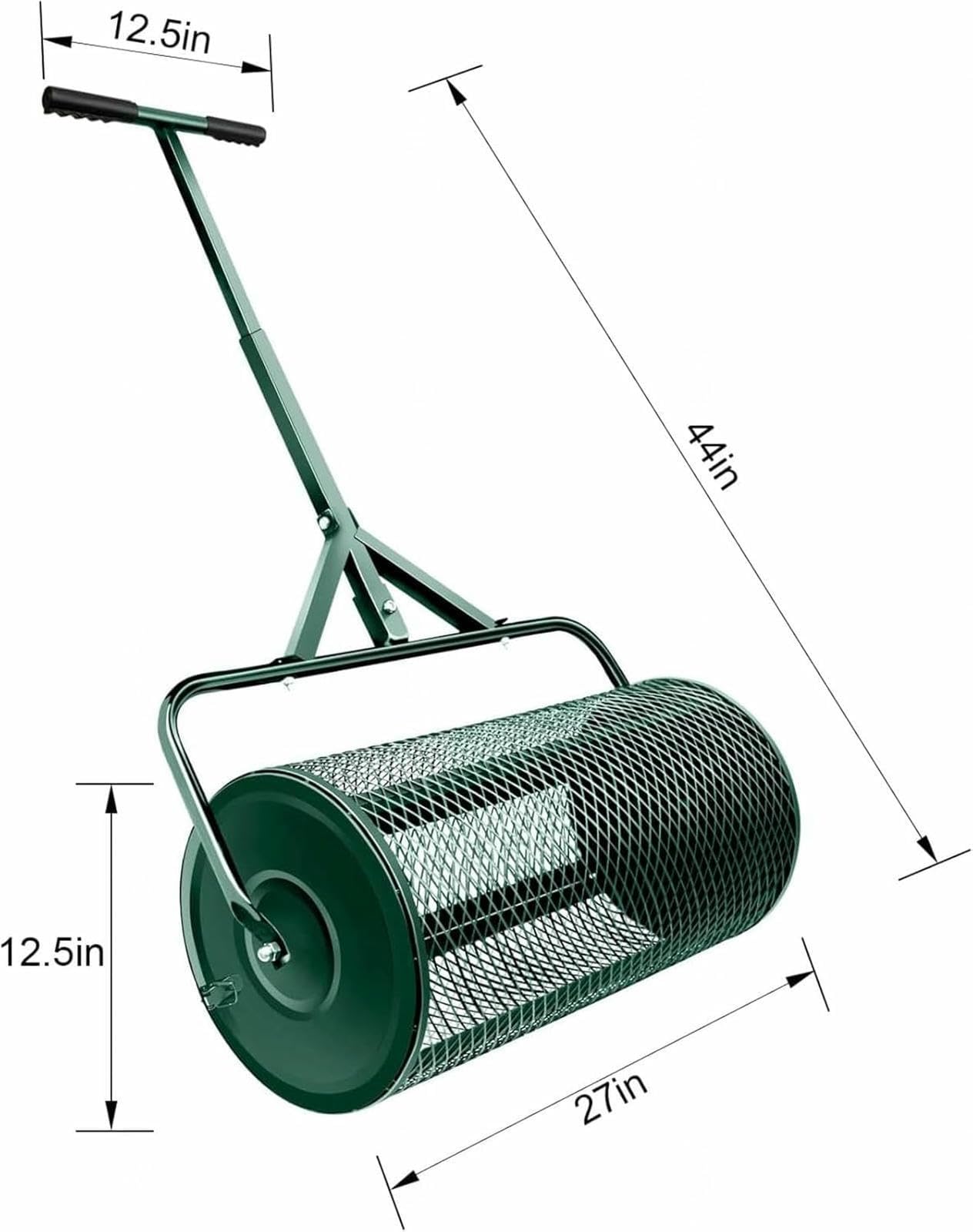 Distribuidor de Compost, Distribuidor de turba, Distribuidor de estiércol Ligero de Malla metálica con Mango Ajustable en Forma de T para Plantar y sembrar