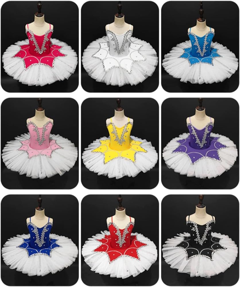 Vestido de tutú de Ballet con Lentejuelas y Diamantes de imitación, Tirantes Ajustables, para niñas