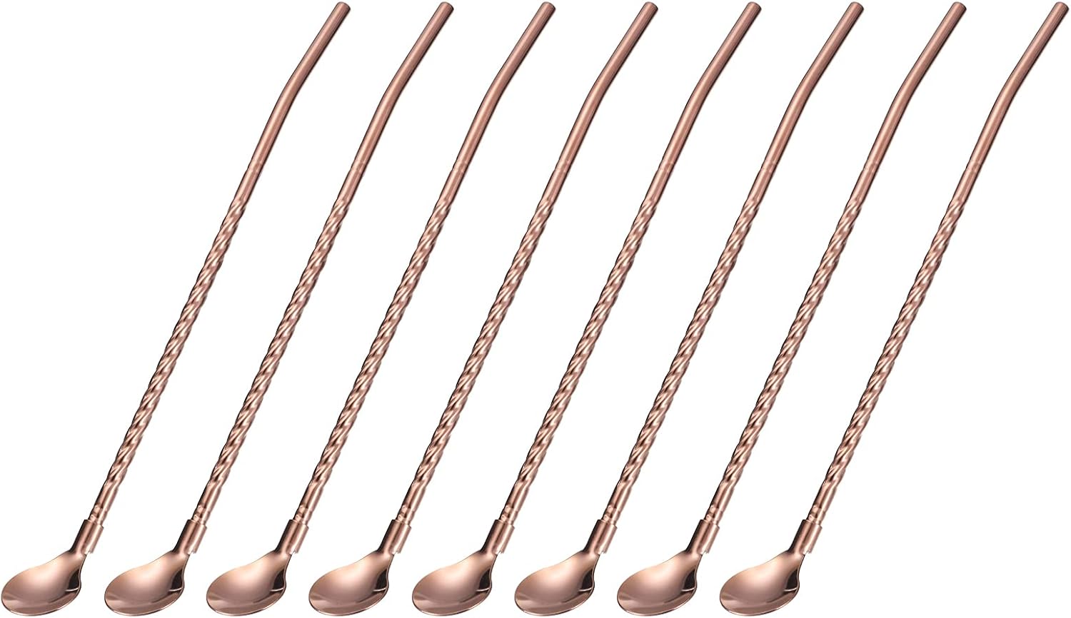 uxcell Stainless Steel Spoon Straws, 16Pcs 8.6" Reusable