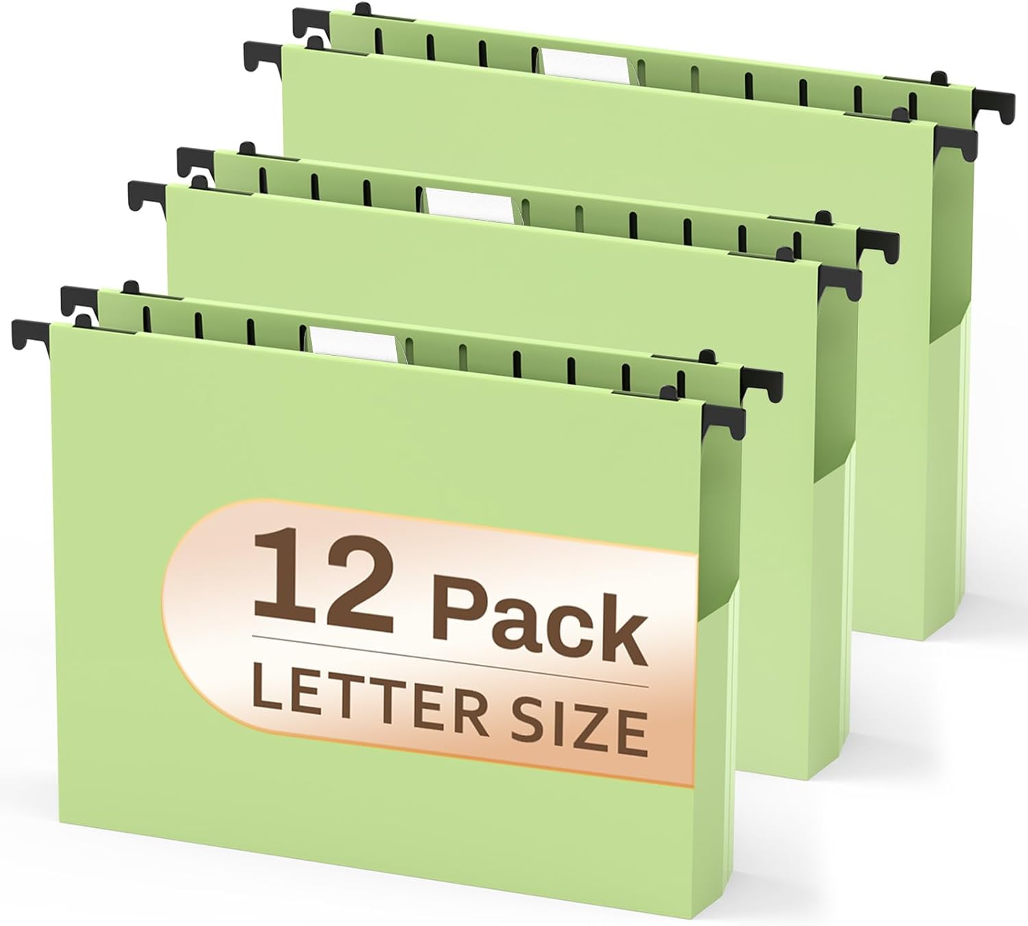 Green Hanging File Folders,12 Pack Green Hanging File Folder Letter Size, Hanging Files Letter Size 2 Inch Expansion, 2‘’ Hanging Filing Folders Organizer Expanding Colored School Classroom
