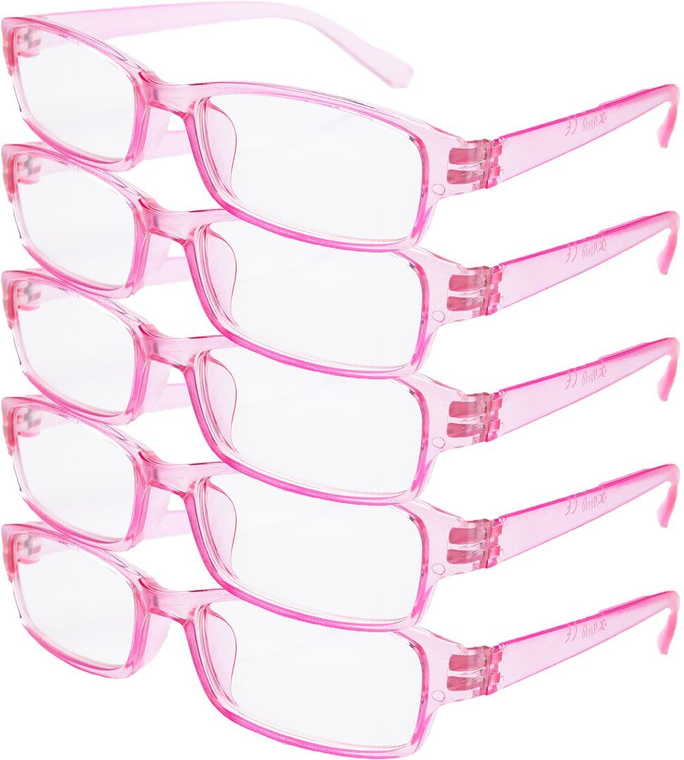 4sold The Reading Glasses Slim Readers Value 5 Pack Mens Womens Pink +2.50