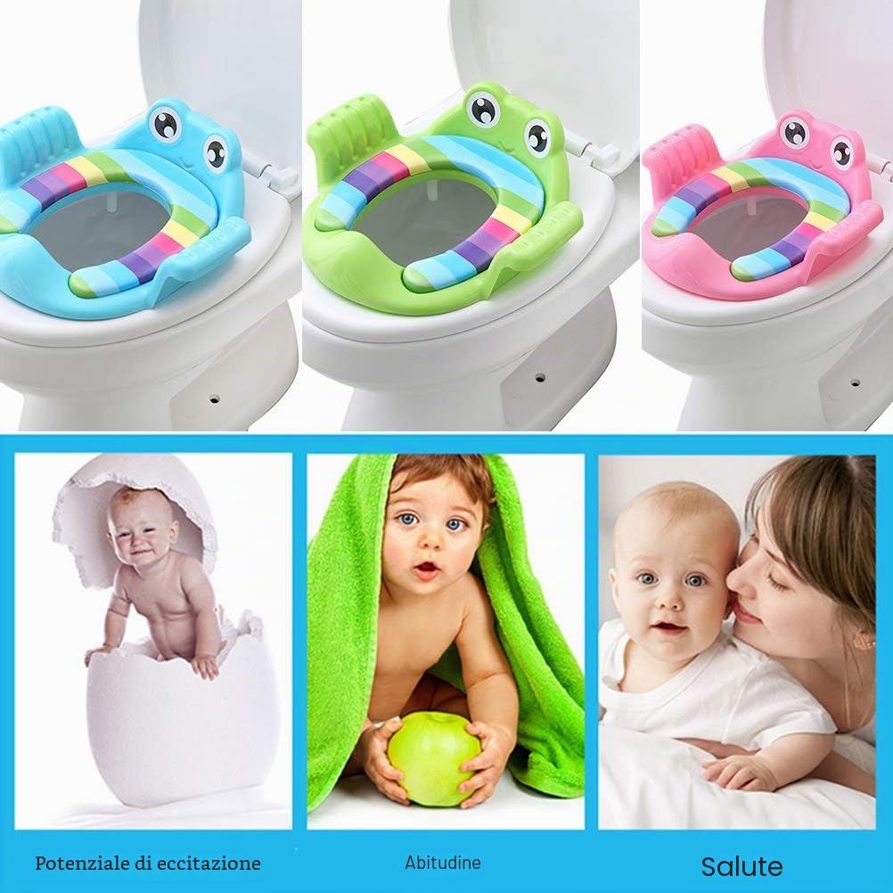 Sedile WC Regolabile per Vasino per Bambini, Antiscivolo, con Maniglie, Forma Cartone Animato, Facile da Installare e Smontare, Materiale di Sicurezza per Sedile WC per Bambini