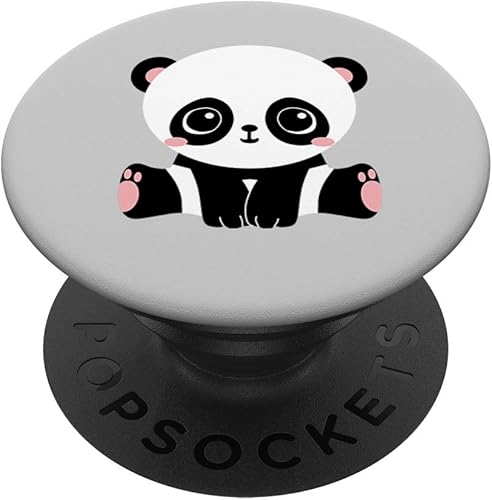 Bonito Kawaii Baby Panda Pop Socket Love Fan Animal Lover  PopSockets agarre y soporte para teléfonos y tabletas, Negro