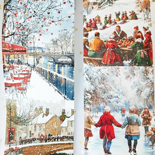 Image of Christmas Washi Tape Set,3 Rolls City Landscape Stickers for Journaling,Christmas Washi Tape Stickers for Junk Journal Supplies,Scrapbooking,Notebook,Phone Case,DIY Craft(Victoria)