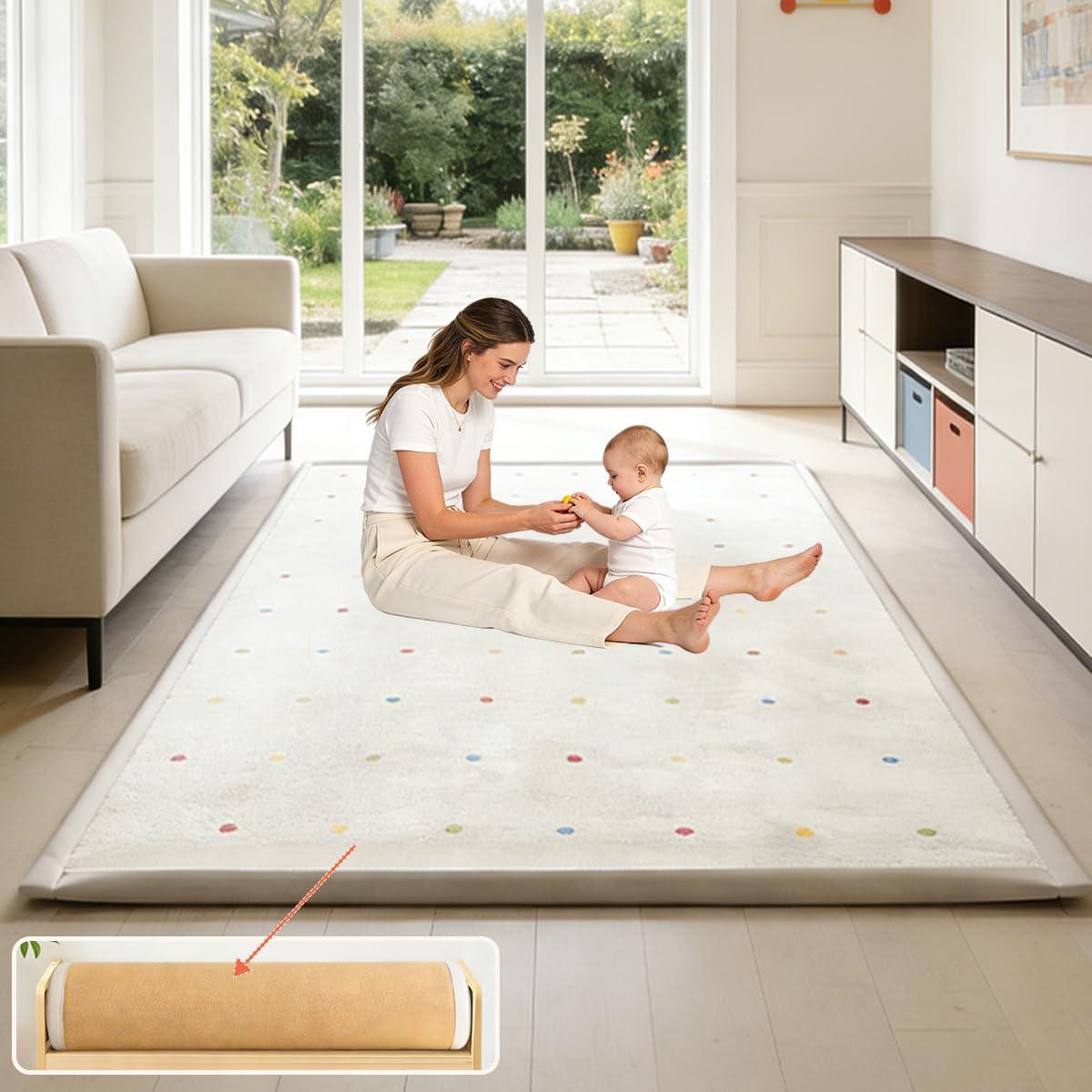 Alfombra Bebe, Tapete Actividades, Colchoneta para Niños 2.5 CM Grosor, Tapete Infantil Antideslizante, Alfombra de Habitacion Bebe Infantil Niña Niño de Juego Motivo 180 x 220 cm