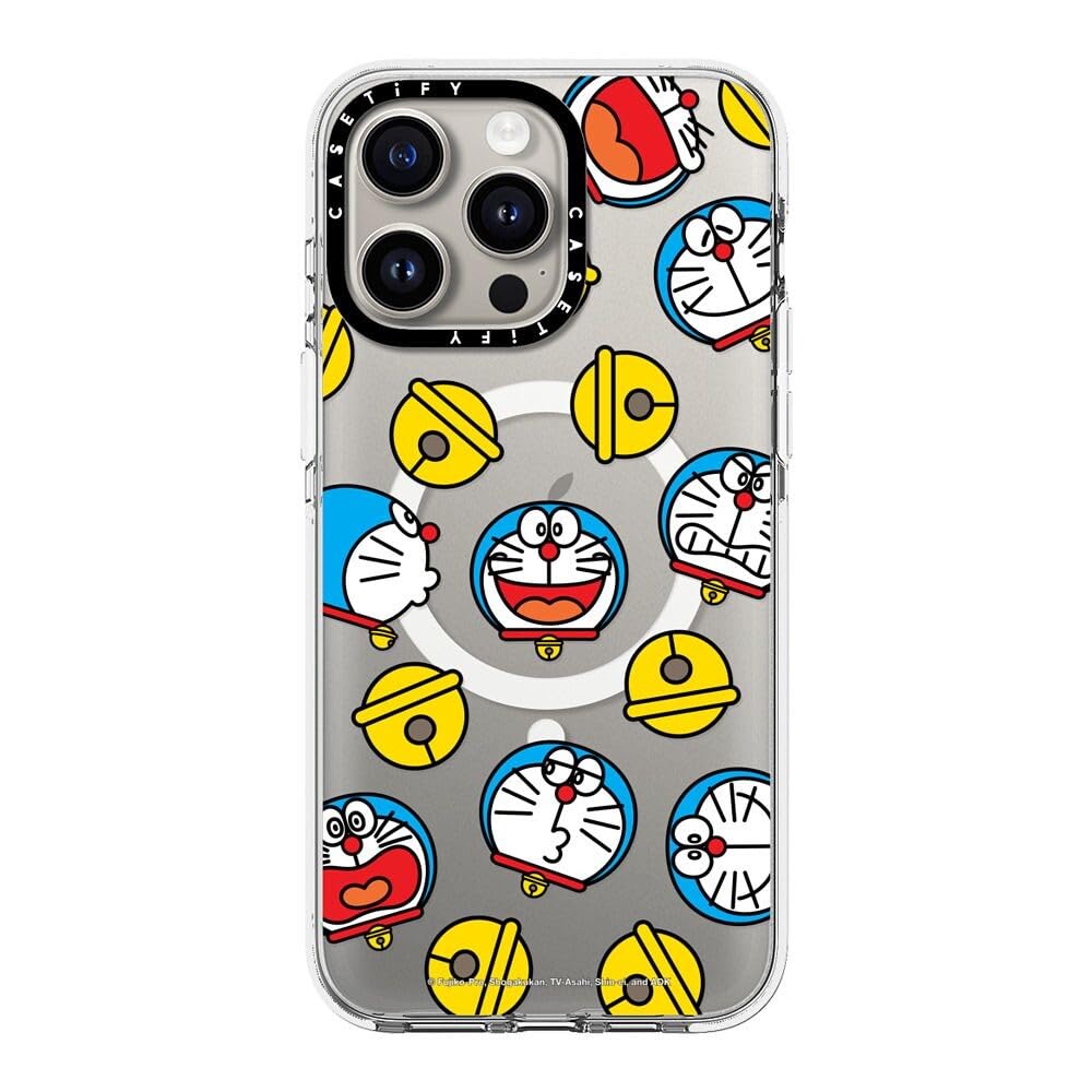 CASETiFY Clear iPhone 15 Pro Max Case [Doraemon Co-Lab/Not Yellowing / 6.6ft Drop Protection/Compatible with Magsafe] - Doraemon Icon - Clear
