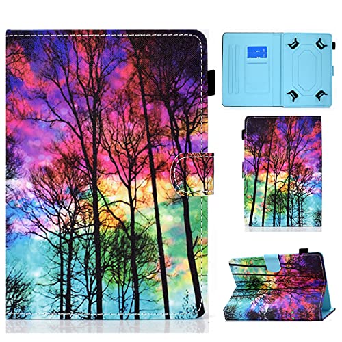 LMFULM® Hülle für Universal Alle 7-7,5 Zoll Tablette PU Lederhülle Abdeckung Leder Wallet Hülle mit Ständer Schutzhülle Flip Cover Farbwald