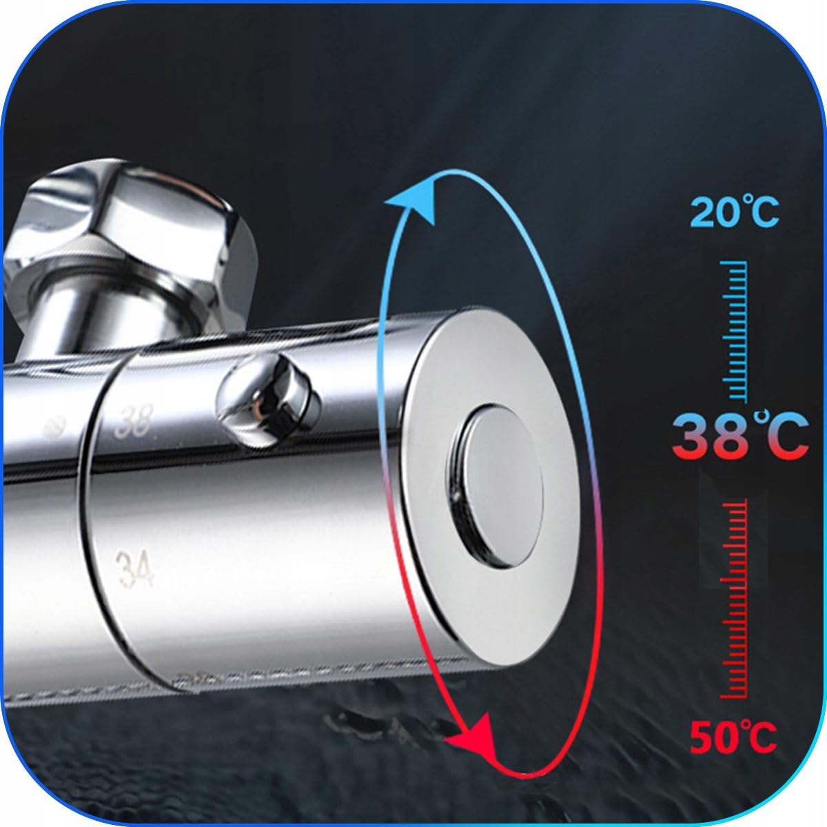 Brausethermostat 38°C Thermostatarmatur Dusche Chrom Messing Wandmontage 150 mm Anschluss für Duschsystem
