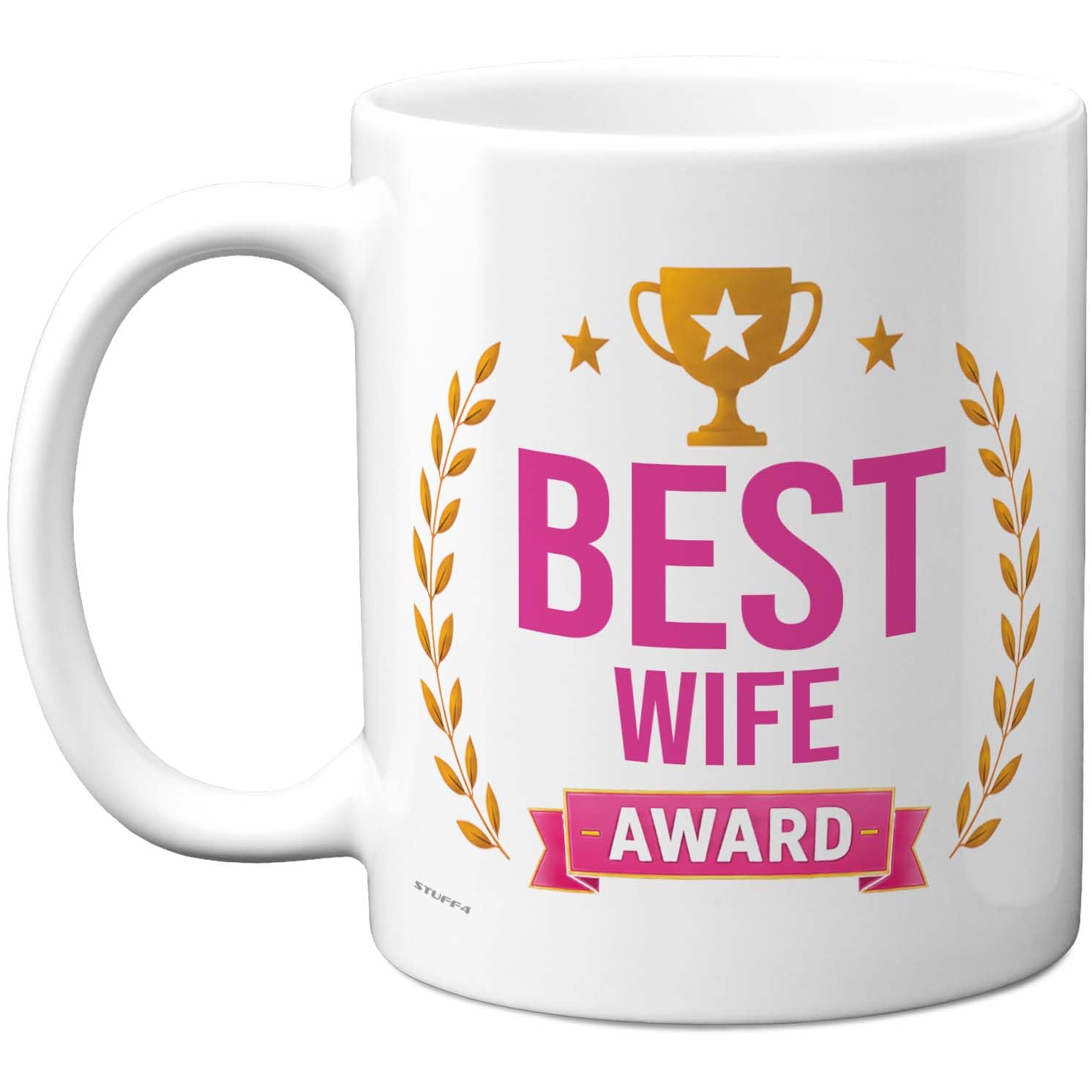 Stuff4 Novelty Mug for Wife, Gold Trophy and Laurel Design