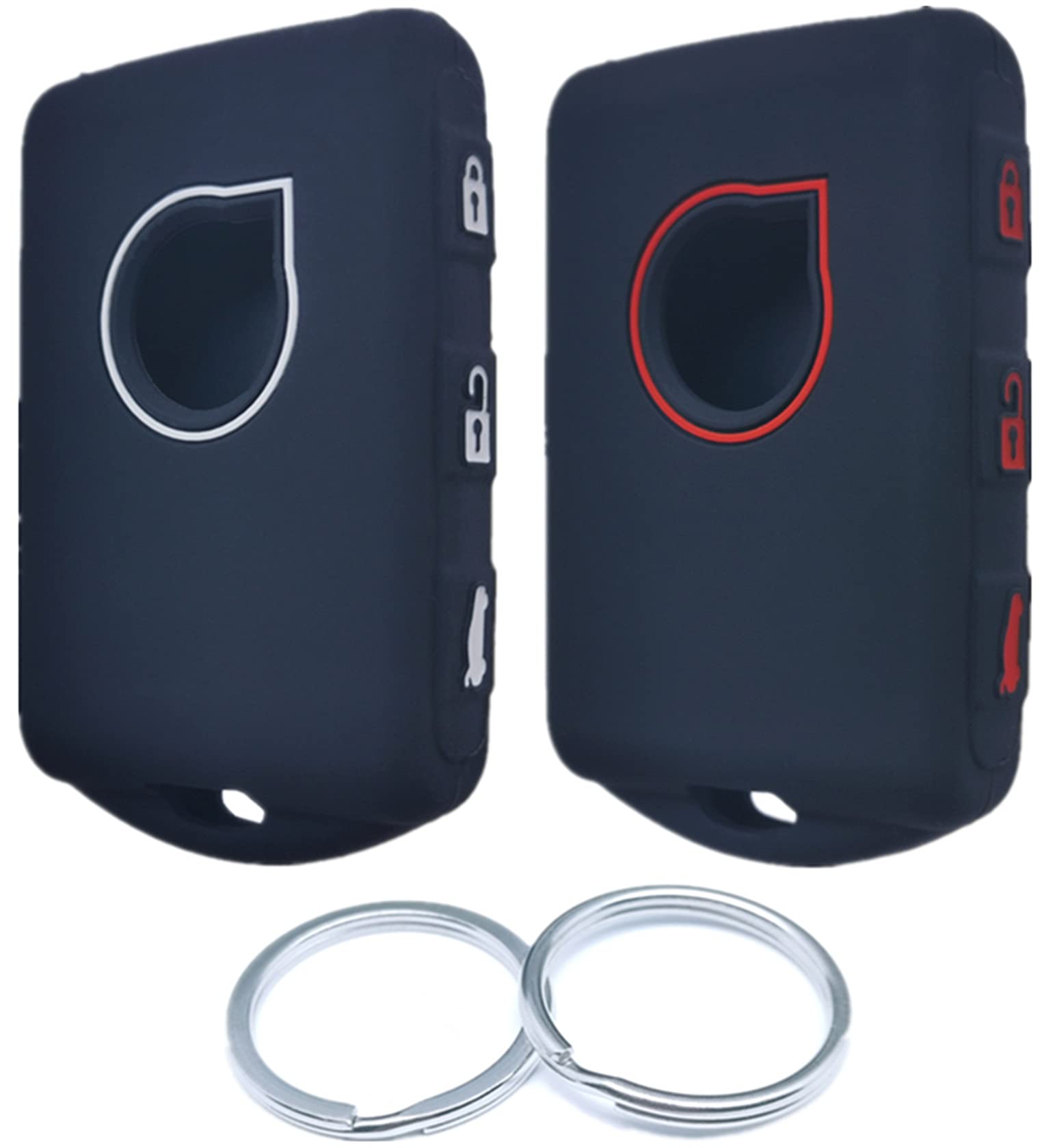 2Pcs Silicone 4 Buttons Smart Remote Key Fob Cover Compatible with 2021 2020 2019 2018 2017 Volvo XC90 V90 XC70 V70 C30 S80 S90 S60 YGOHUF8423 Black/Black with Red