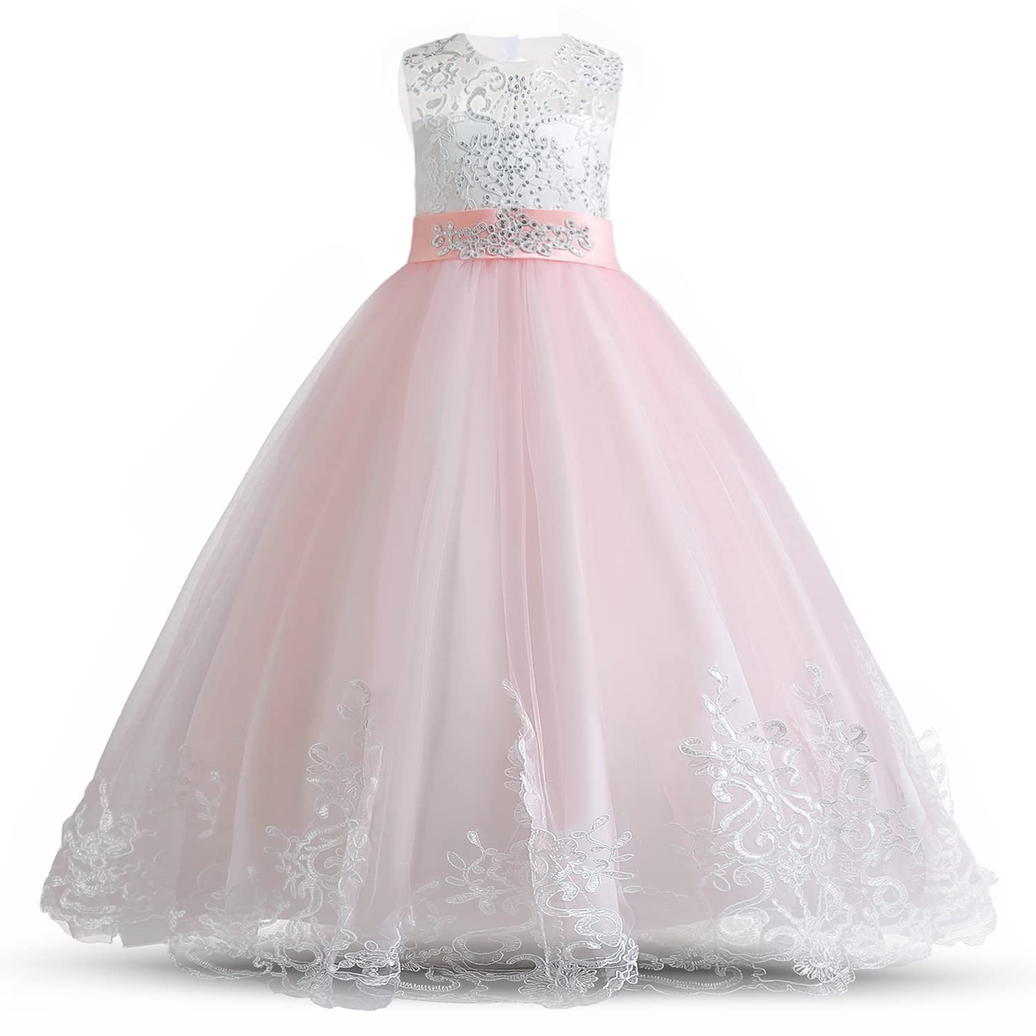 TTYAOVO Vestito da Principessa Bambina Ragazze Vestito Elegante Abiti da Sposa Tulle a Strati da Principessa