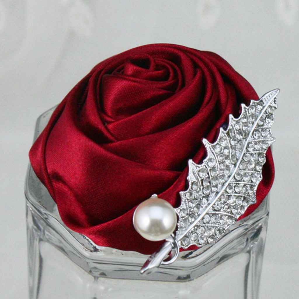 Flyme Wedding Corsage,Bride and Groom Boutonniere,Leaf (Burgundy)