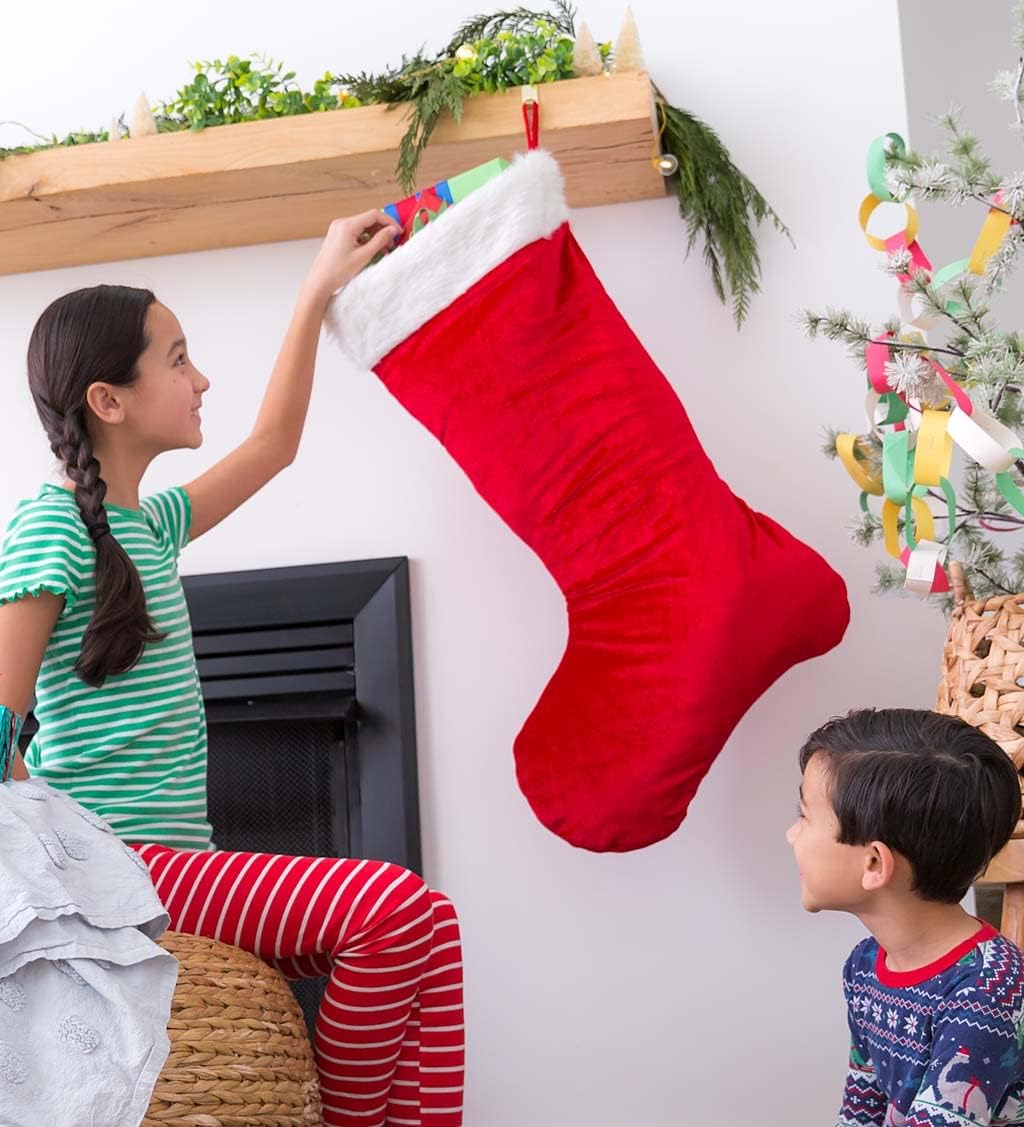 Super-Sized Red Velveteen Stocking with White Fur Cuff