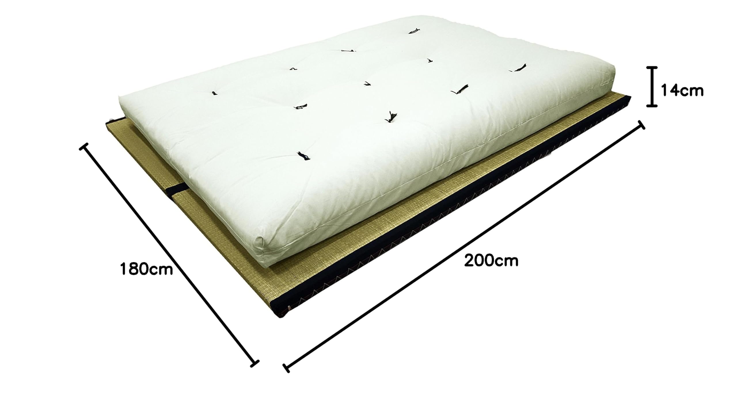 Futon Online Combinaison 2 Tatamis (90x200x5,5cm) futon en Coton (140x200x14cm)