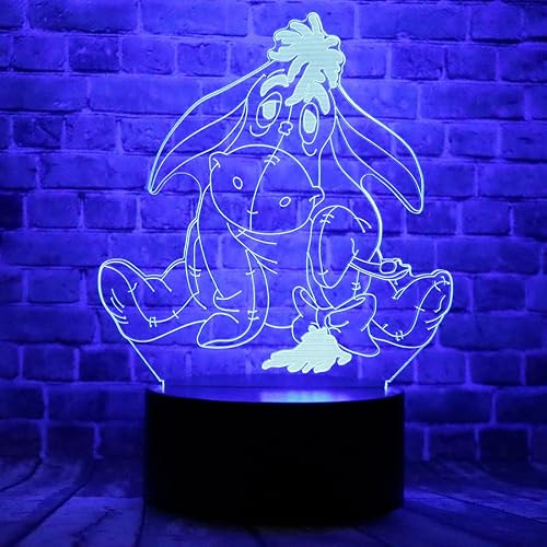 Cartoon Winnie The Pooh Tigger Friend Eeyore Donkey Anime Character Figure 3D Led Optical Illusion Decor Table Lamp 7 Colors Remote Control Sleep Night Light Easter Xmas Birthday Gifts For Kids #TOP14
