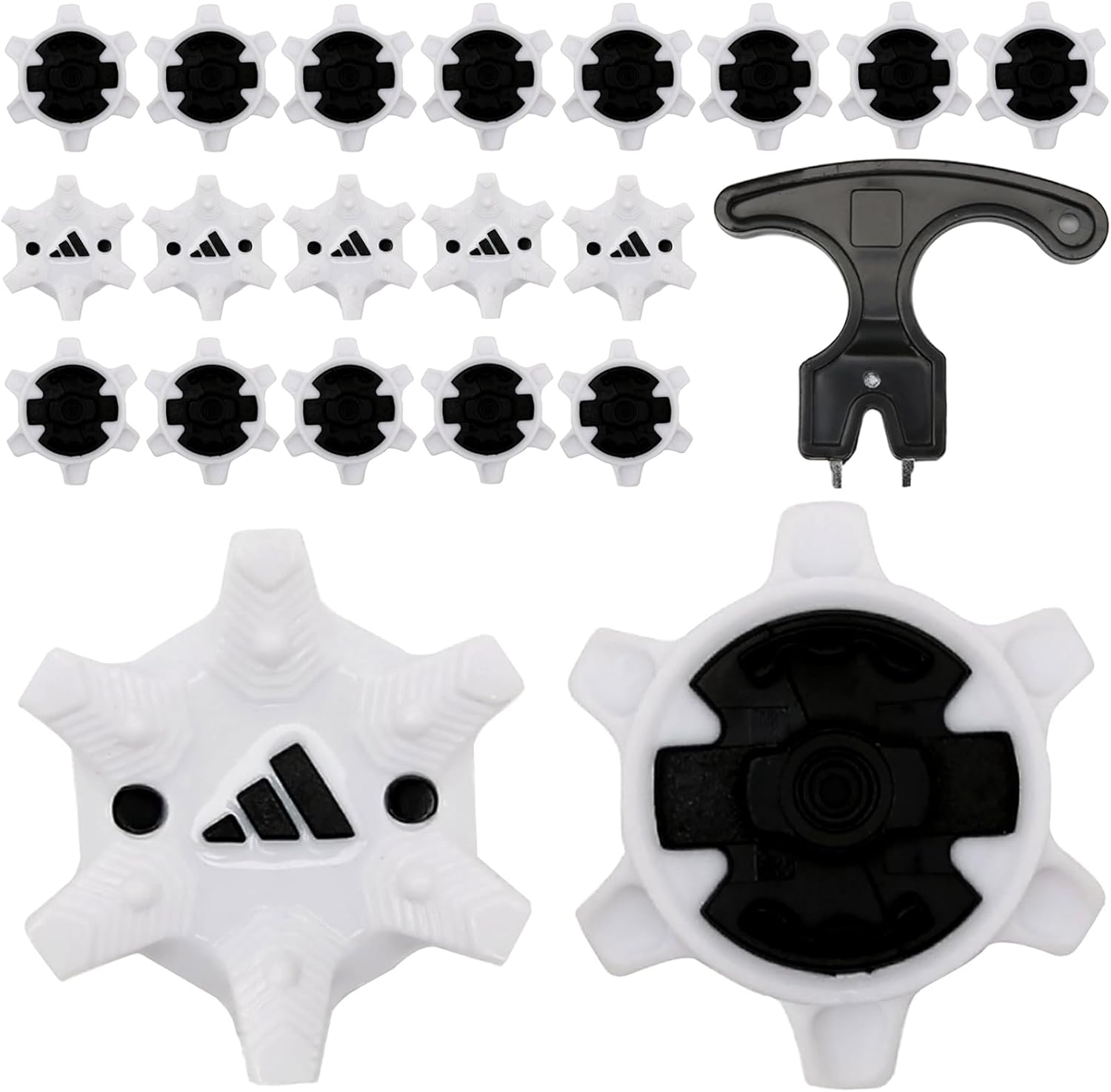Xiciki 20 Pcs Golf Spikes Set Replacements with 1 Pcs Wrench Easy Installation, White Black Xiciki 20 Pcs Golf Spikes Set Replacements with 1 Pcs Wrench Easy Installation, White Black