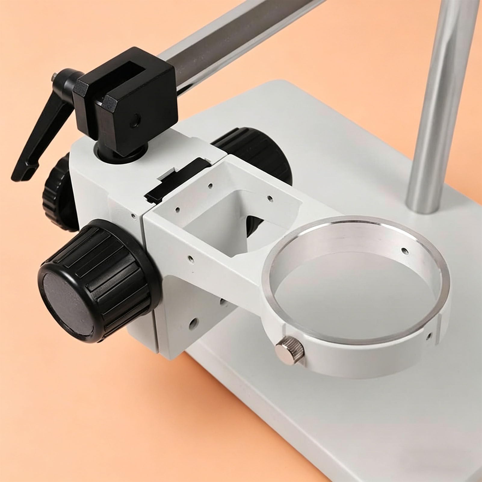 Mikroskopstativ mit Ausleger, 360° drehbares Stereomikroskopstativ mit Ausleger, 76 mm verstellbare Fokussierhalterung für Labor- und Inspektionszwecke Black