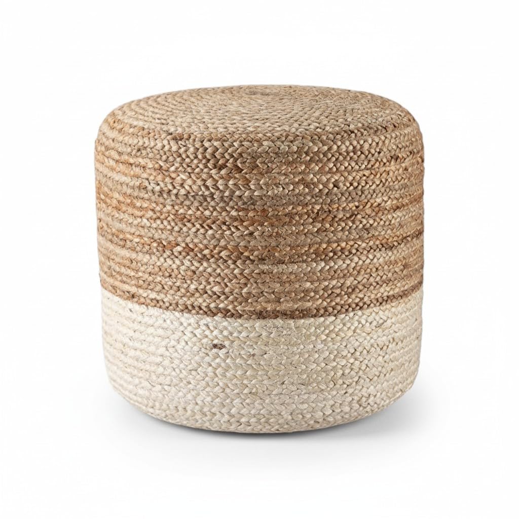 PrintShoppie Jute Ottoman Pouffes for Sitting (1 Piece, 40x40x40 cm) - Handcrafted Pouf for Living Room, Bedroom, Footrest, Office, Home