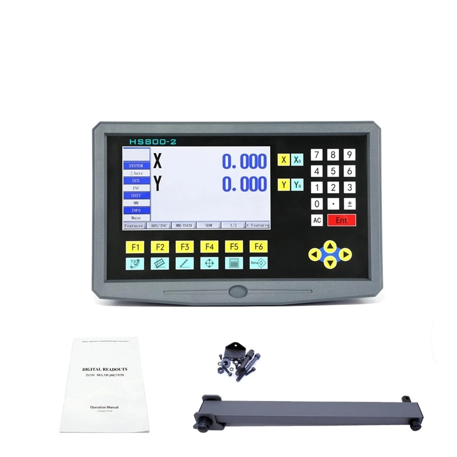 Kit DRO LCD de lectura Digital de 2 ejes, HS800-2, torno giratorio, fresado, pantalla de lectura Digital y codificador de e lineal S, regla de rejilla Precisión y multifunción(500mm,0.001mm complete s