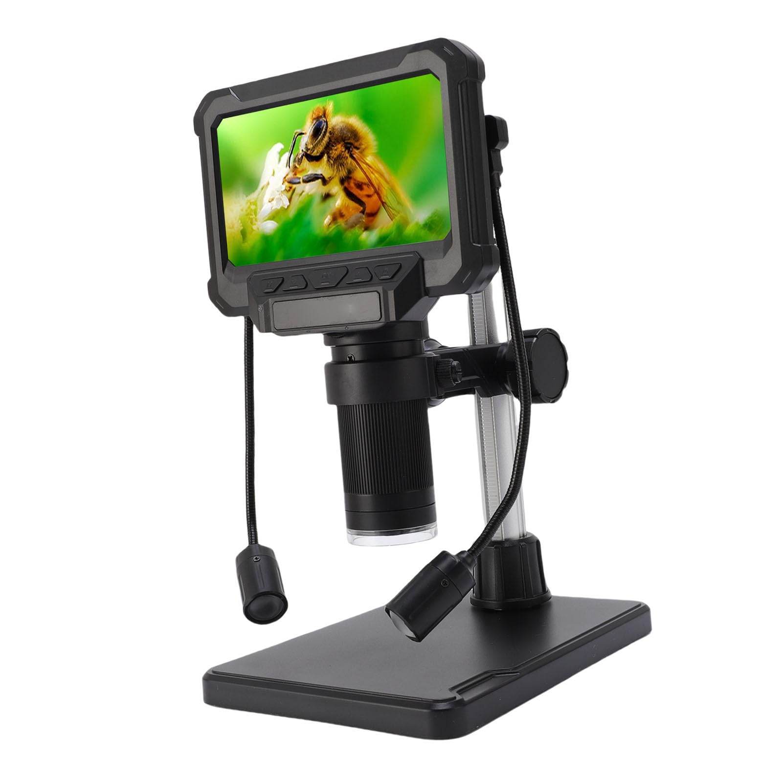Naroote 4,3-Zoll-LCD-Digitalmikroskop, 720P 1MP 1080P-Kamera mit 8 Einstellbaren LEDs und 2 Seitenlampen, Ideal für die Inspektion von Leiterplatten, Schmuck, Briefmarken, Uhren und PC-Ansicht
