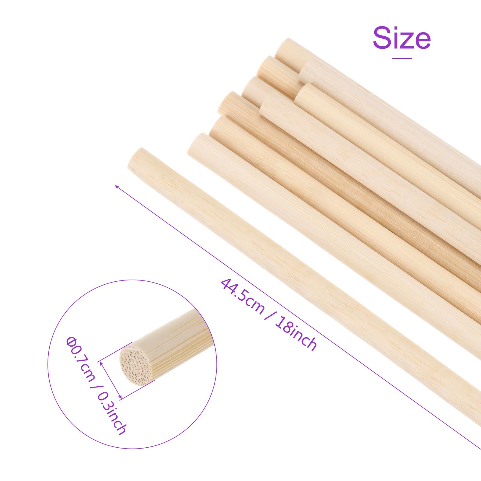 DMiotech 50 Pack 7mm x 450mm Wooden Dowel Rods Unfinished Natural Sticks Wood Craft Sticks for Home Decor Projects and Making DIY Craft,Wood Color - Image 3