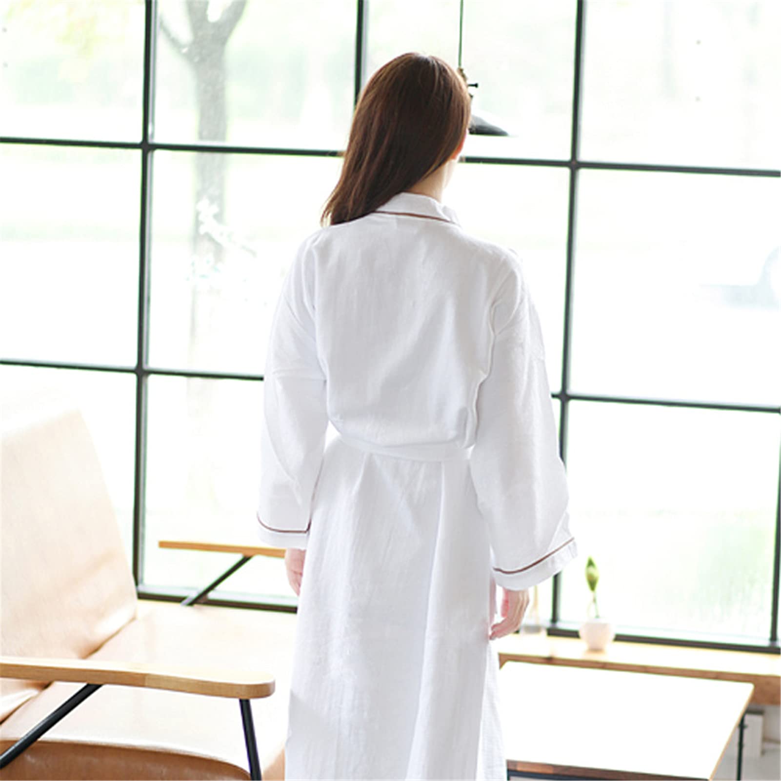 Accappatoio Donna, Vestaglia in Puro Cotone Unisex per Uomo E Donna, Nido d'Ape Camicia da Notte,Sottile Abbigliamento da Casa, per Spa Vacanza (L)
