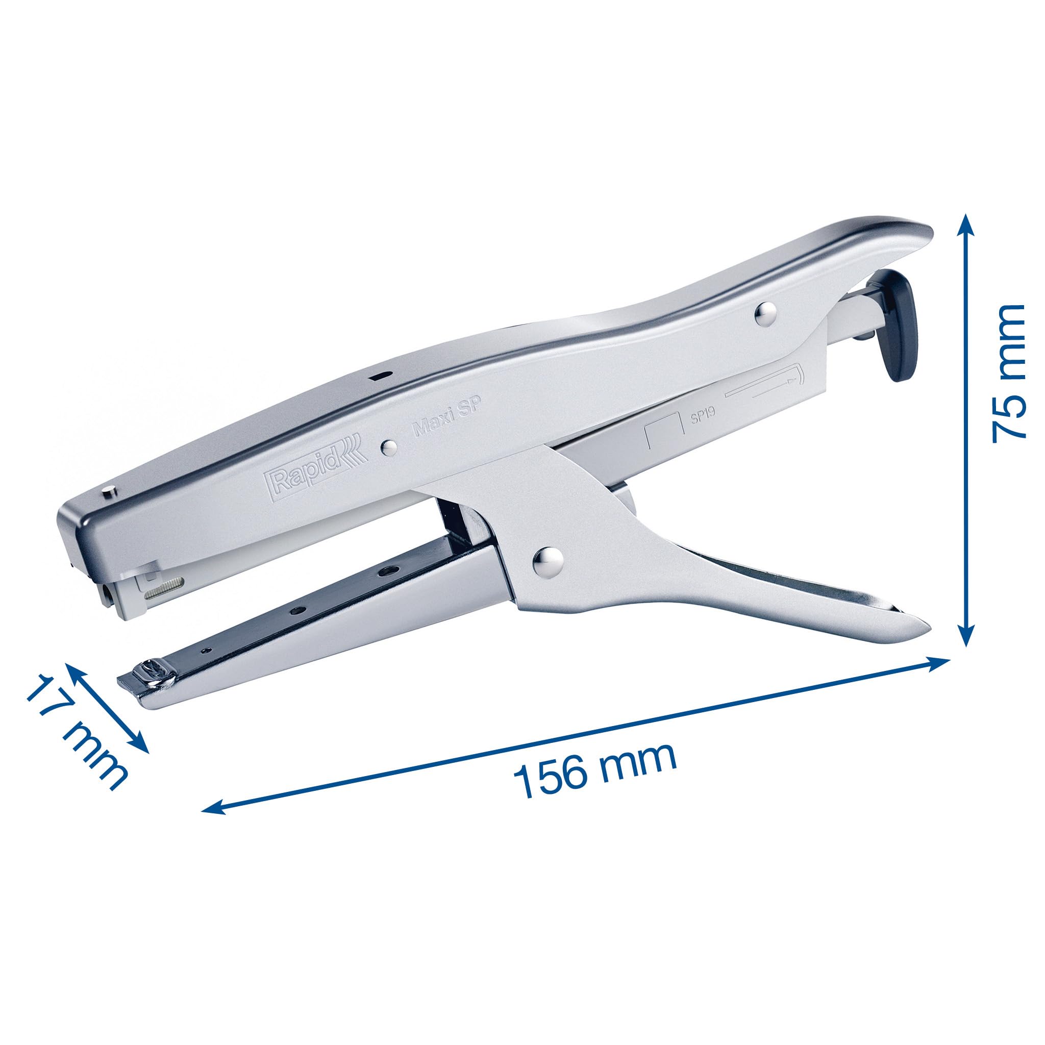 Rapid| Pince agrafeuse Maxi SP| 20 feuilles| Ergonomique| Agrafes SP 19/6| Chrome| 5000890