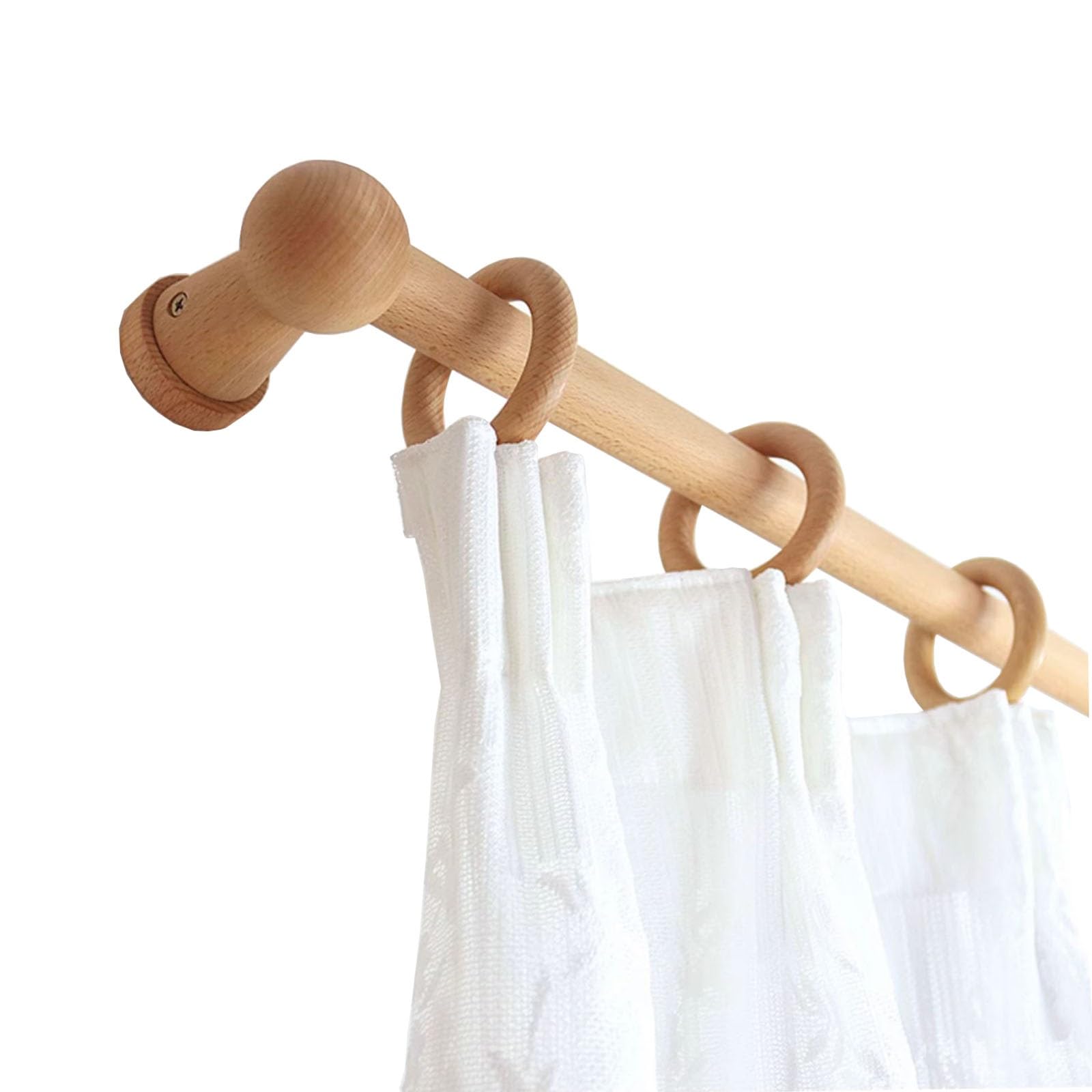 GLDYTVF Solid Wood Curtain Rod for Living Room/Bedroom SideMounted Roman Rod with Wood Brackets 260cm Long and Stylish Perfect for Elegant Home Décor