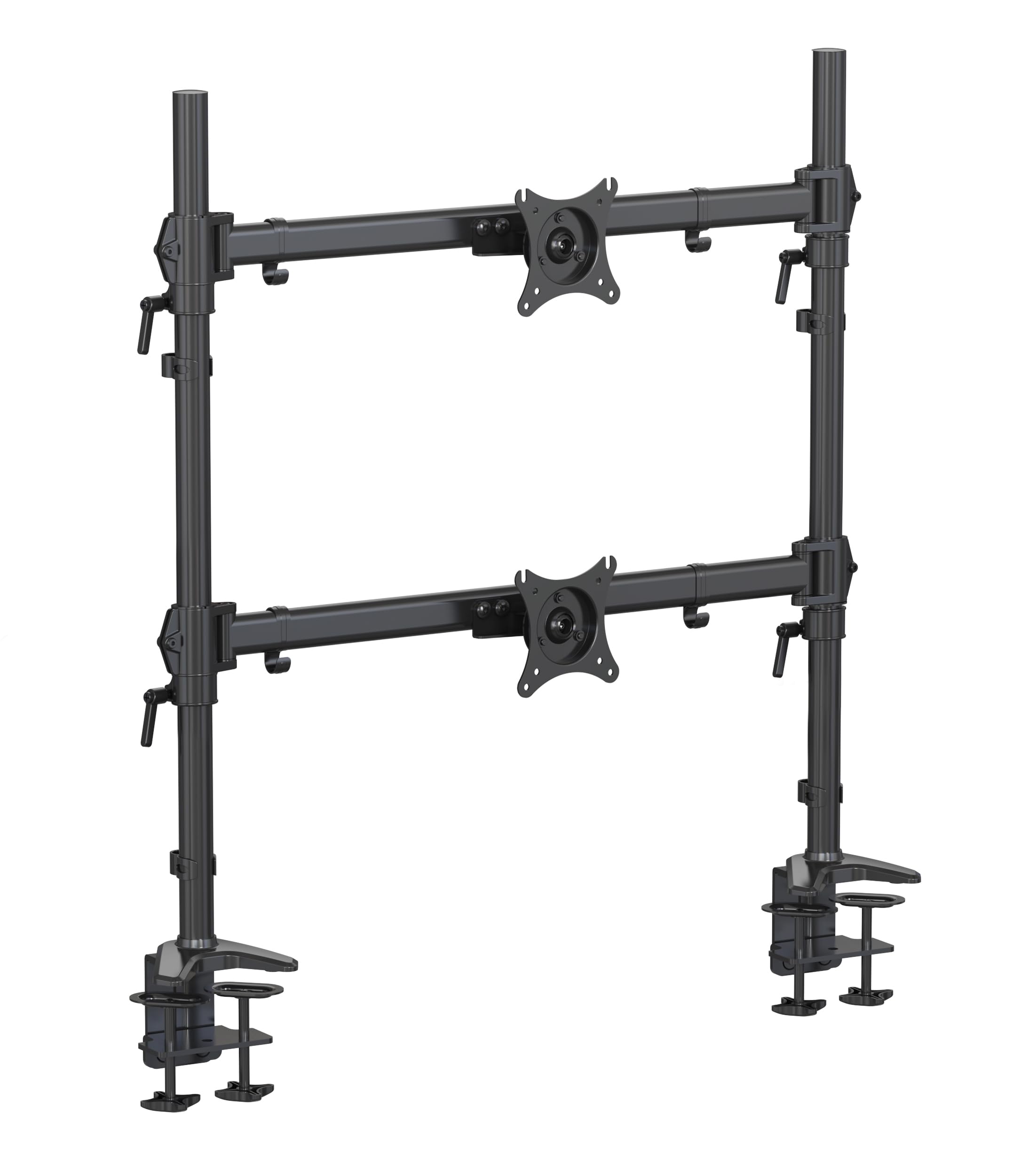HFTEK - Dual Monitor Halterung für 2 Monitore 15-49 Zoll Curved Bildschirme 12kg pro Arm Höhenverstellbar Neigbar Schwenkbar Drehbar VESA 75 100 - MS222C-80N - Individuell umrüstbar