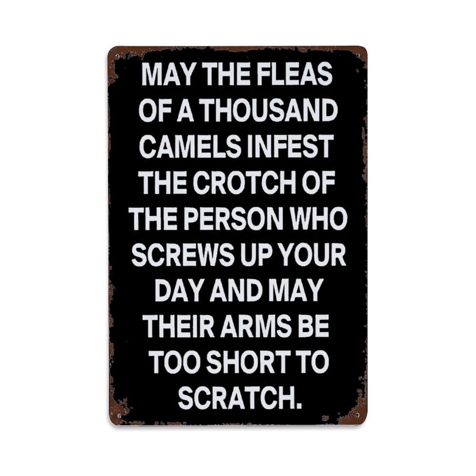 Ldfuieksufg Style Vintage Funny Sarcastic Camel Fleas Quote Decor Vintage Aluminium Metal Sign, Retro Wall Decor For Home, Bar, Garage & Farmhouse 30X20cm