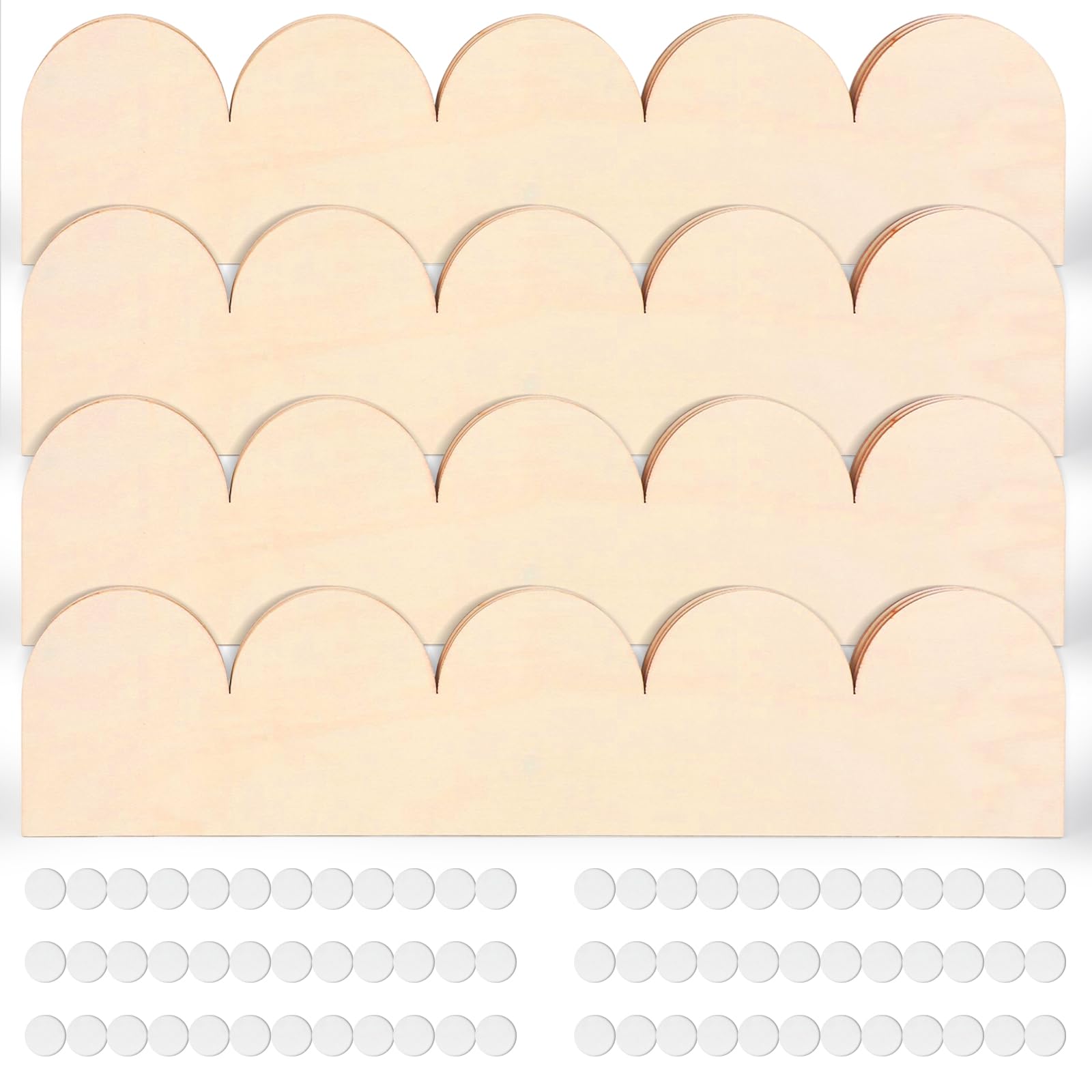 Unfinished Scalloped Decorative Wood Trim, 12 PCS 40×9 cm, Wood Trim Moulding with Glue Dots, DIY Painted Scallop Moulding for Wall, Door, Shelf, Window, Home (12PCS 40×9cm)