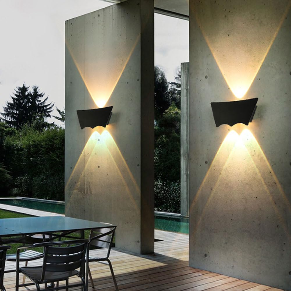 Aluminiowa lampa ścienna, czarne kinkiety zewnętrzne, kreatywna latarnia ścienna LED 6W, nowoczesne i proste kinkiety ścienne, ciepłe światło 3000K kinkiety do wnętrz i na zewnątrz