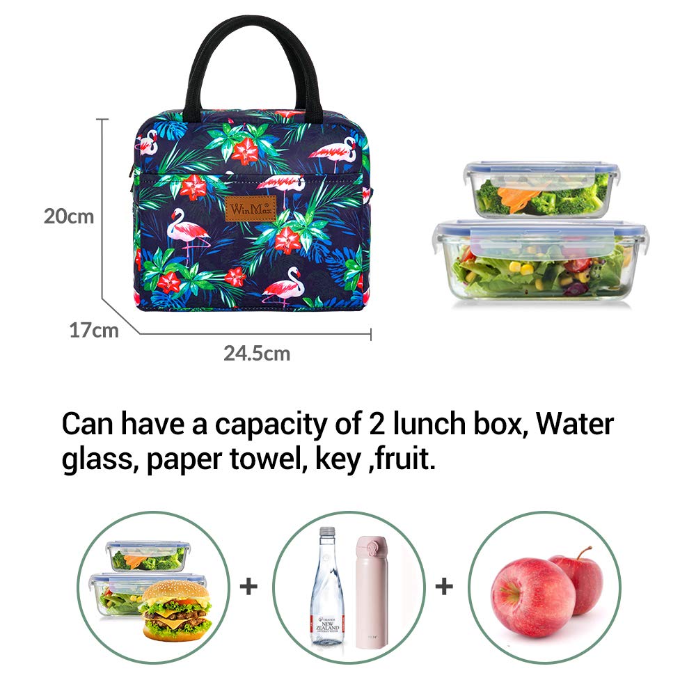 Winmax - Borsa portapranzo termica, isolata, portatile e riutilizzabile, da donna (fantasia con farfalle